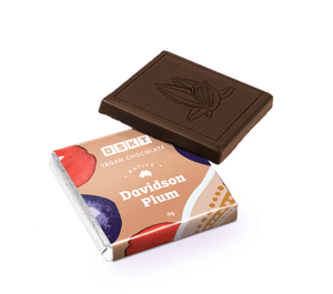 Vegan chocolate bites infused with native Indigenous ingredients, handmade in small batches by First Nations entrepreneurs BSKT Wholefoods.