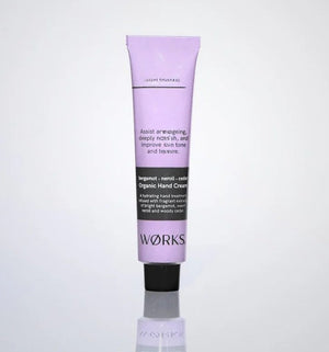WØRKS Bergamot Hand Cream with neroli and cedar, a calming blend for hydration and relaxation included in the hamper of curated with conscience