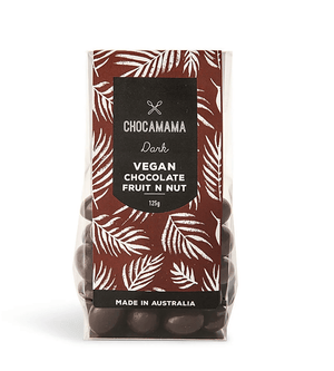 Premium vegan dark chocolate-coated fruit and nut mix by ChocaMama, made in Williamstown, Victoria