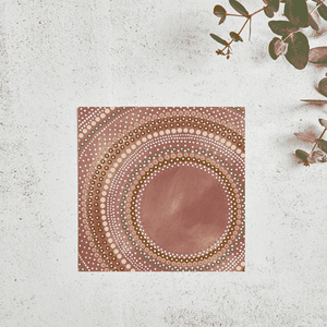 comes with an aboriginal design gift card from Petite Paper Co