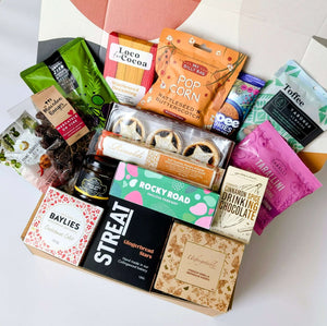 Gourmet Australian Christmas hamper with artisan treats including vegan, gluten-free, and nut-free options