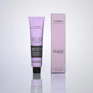 WØRKS Bergamot Hand Cream with lively bergamot, sweet neroli, and warm cedar.