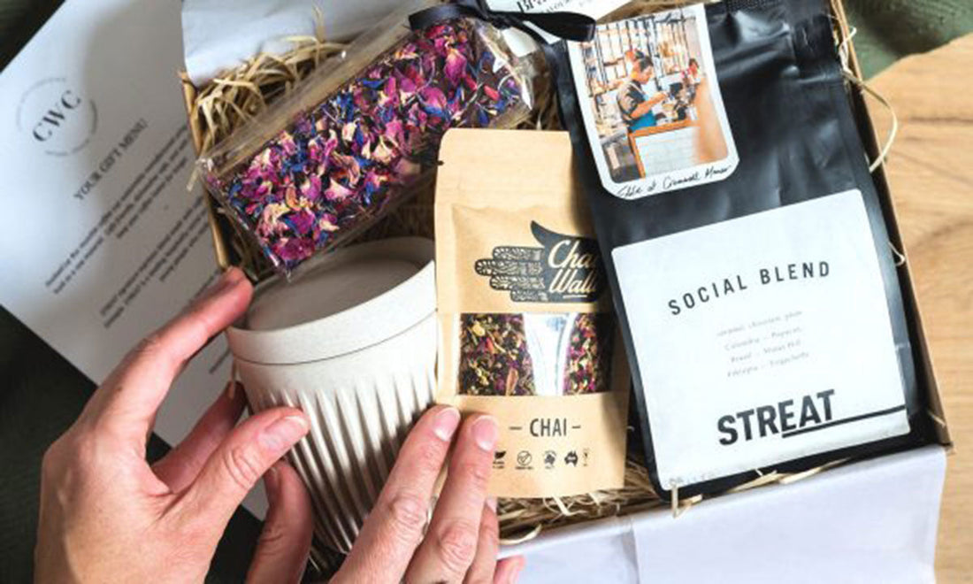 Graze Hamper featuring ethical products like SisterWorks fig jam and social enterprise-made dukkah – gifts that give back and boost happiness.