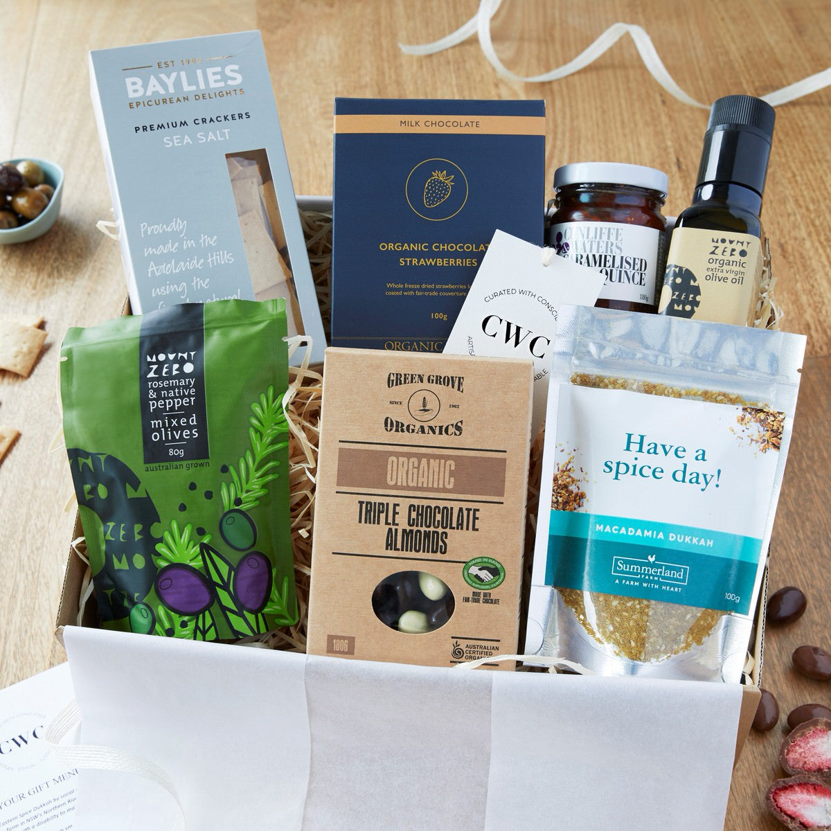 Powered By The Sun hamper featuring Australian-made gourmet treats produced using solar energy, supporting climate action through a $10 donation to the Climate Council.