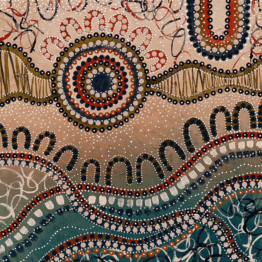 Curated with Conscience aboriginal pattern on the gift box