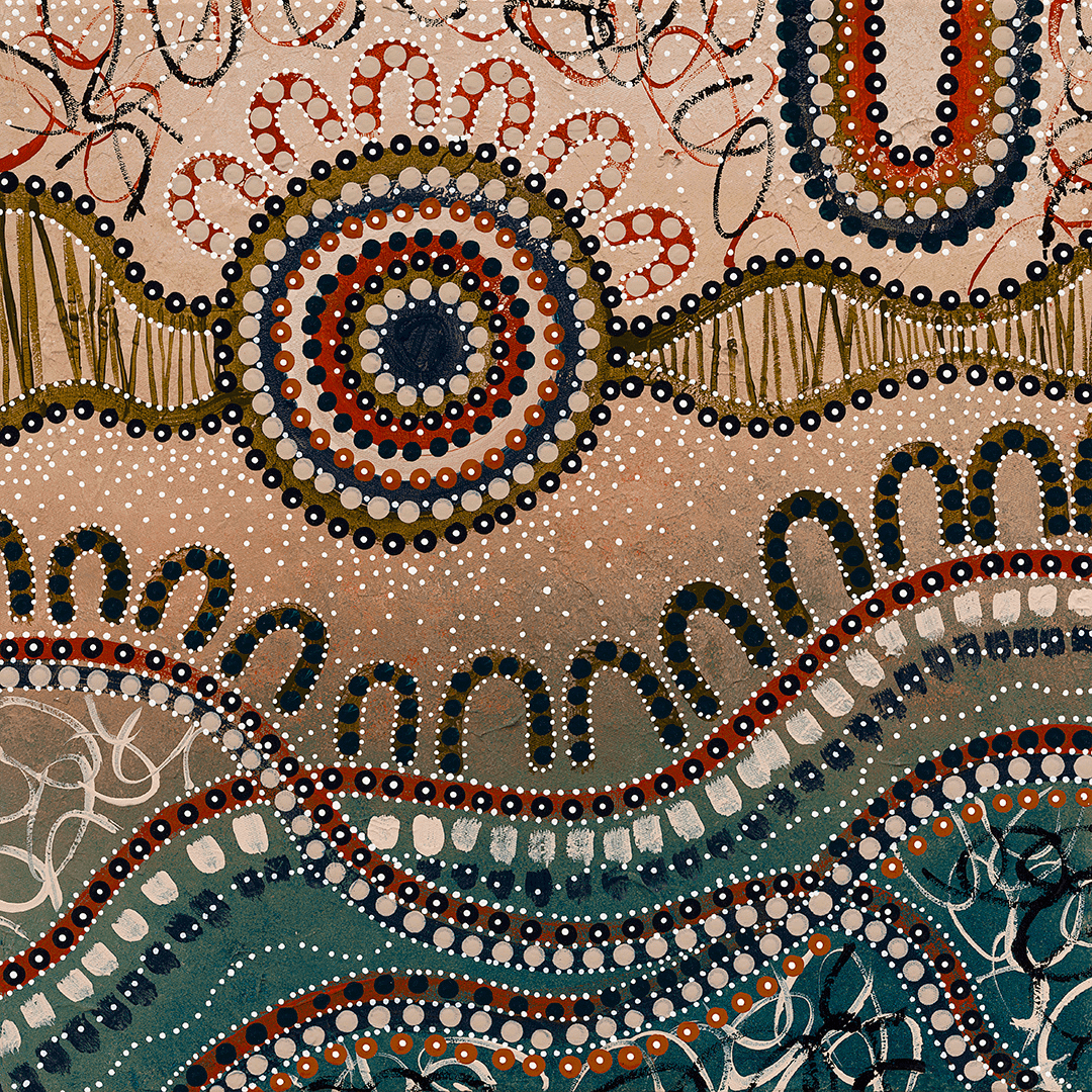 Curated with Conscience aboriginal pattern on the gift box