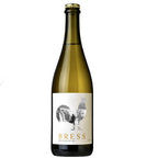 A bottle of Bressacco NV Sparkling Blanc wine with a white label featuring an illustration of a bird and some vines included on Curated with Patience hampers
