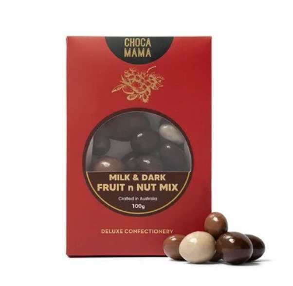 Milk and dark chocolate-coated fruit and nut mix by ChocaMama, made in Williamstown
