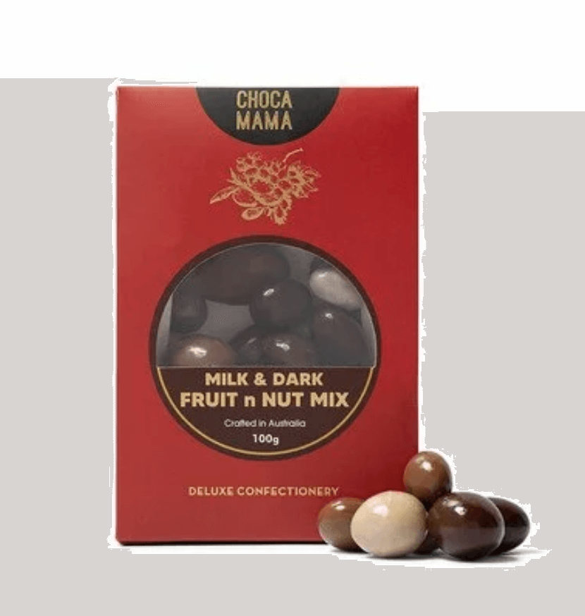 Milk and dark chocolate-coated fruit and nut mix by ChocaMama, made in Williamstown, Victoria