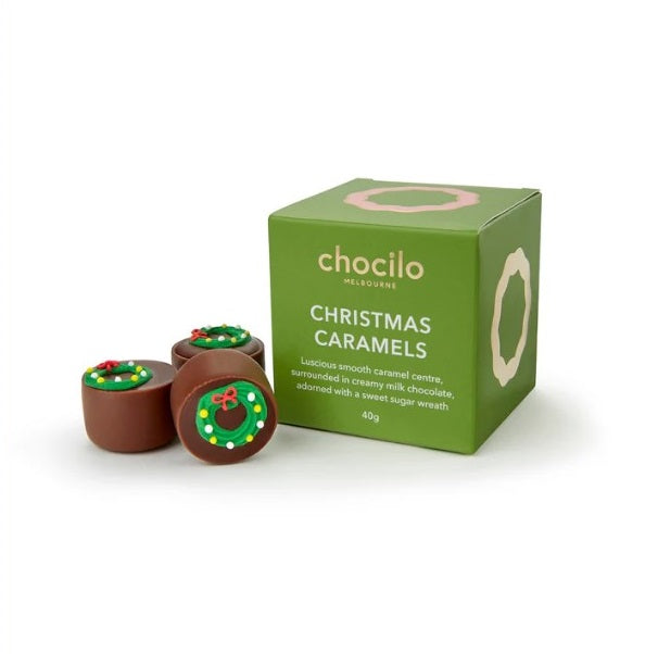 Christmas Caramel chocolates with a christmas reef design from chocilo a melbourne based company in Australia