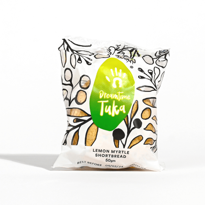 Zesty native lemon myrtle shortbread biscuits from Dreamtime Tuka included in the hamper by curated with conscience