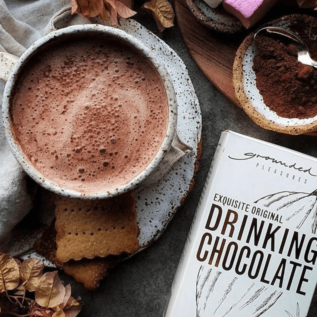 Gluten-free, vegan drinking chocolate made in small batches on Wadawurrung country, Victoria, with rich dark chocolate flavor and notes of plum and dried berries.