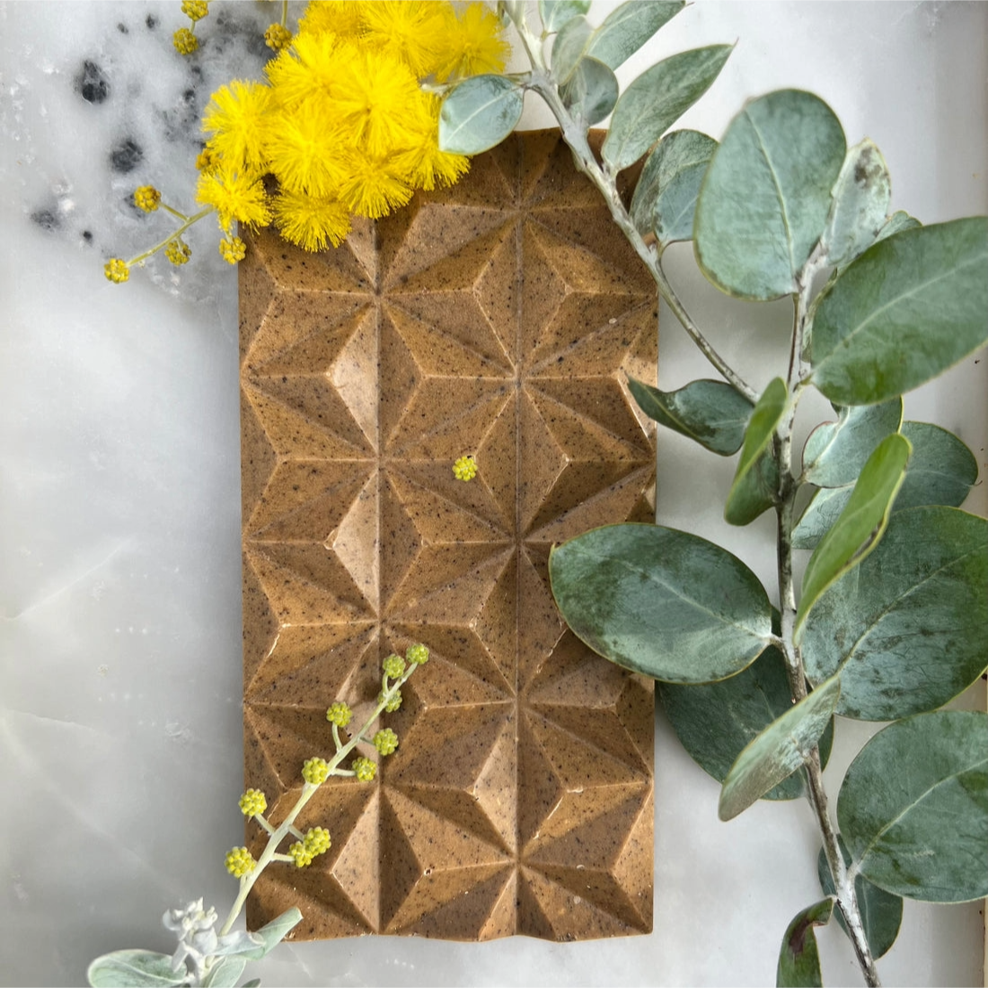 Milk chocolate infused with roasted wattleseed and caramel toffee from Loco for Cocoa