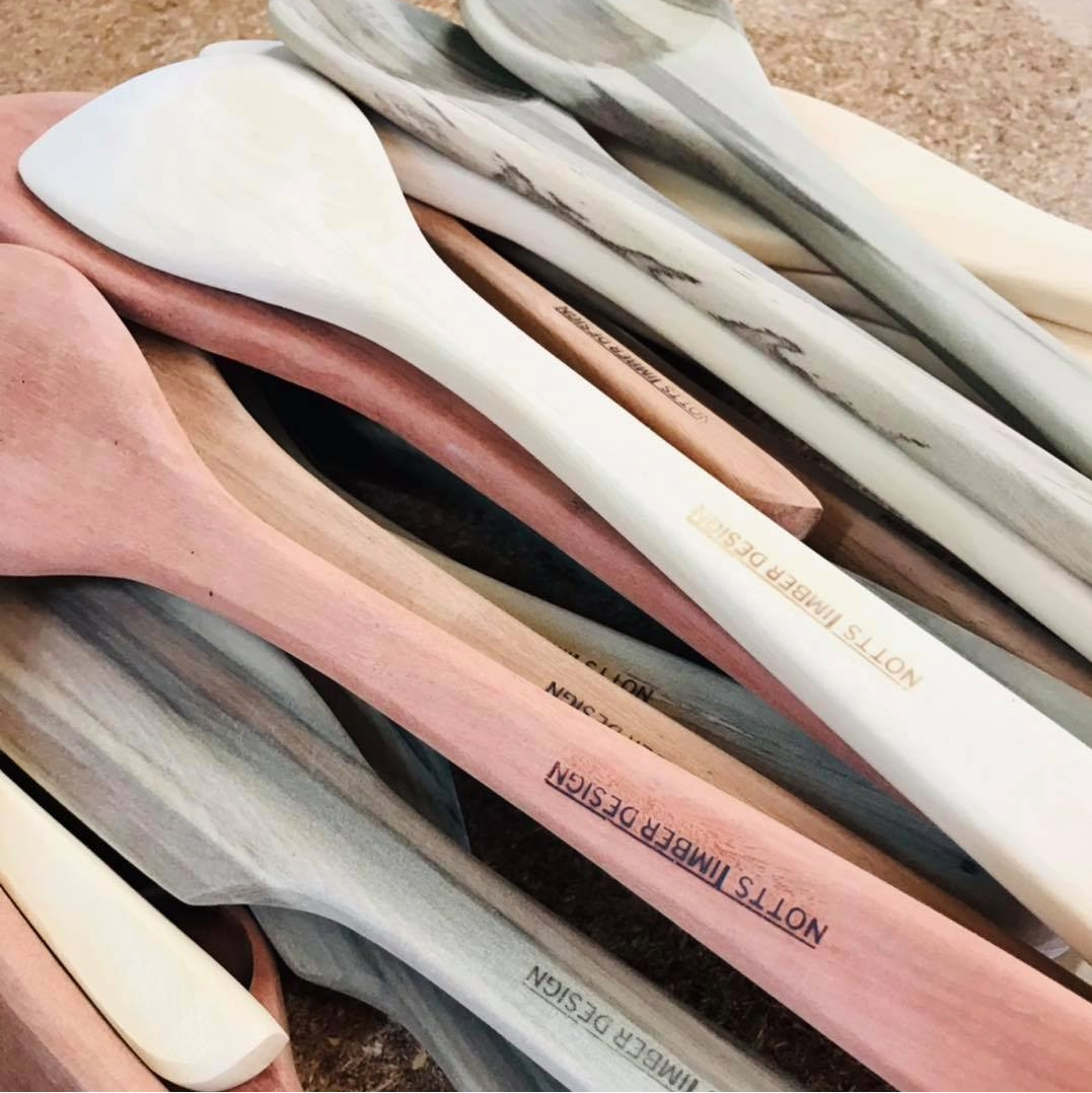 Handcrafted kitchen spoon from salvaged River Red Gum on Ngurelbanin country, Victoria from Notts Timber Design