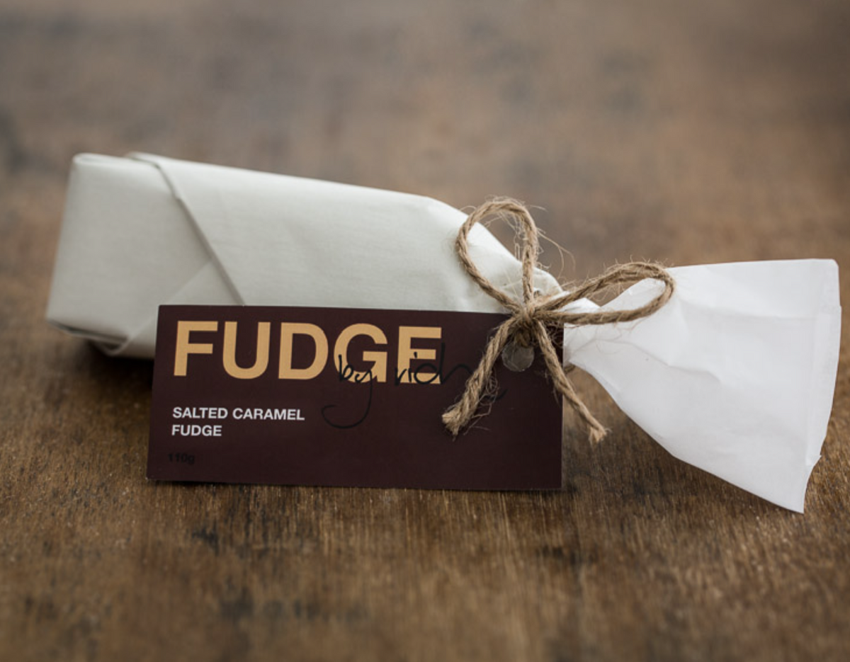 Creamy, melt-in-your-mouth salted caramel fudge made on Wurundjeri country in the Yarra Valley by FUDGE by Rich. A rich and lasting treat.