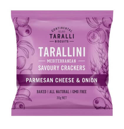 Traditional savory biscuits made with parmesan and onion by a South Australian family business.