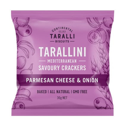 Traditional savory biscuits made with parmesan and onion by a South Australian family business.