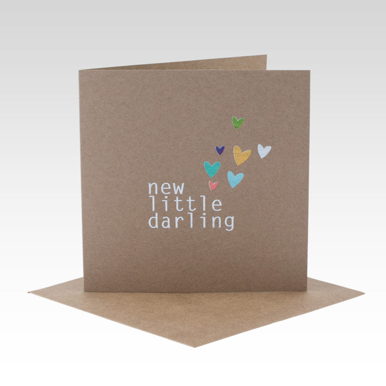 New Little Darling’ gift card by Rhi Creative, premium stationery printed on 100% recycled kraft card.