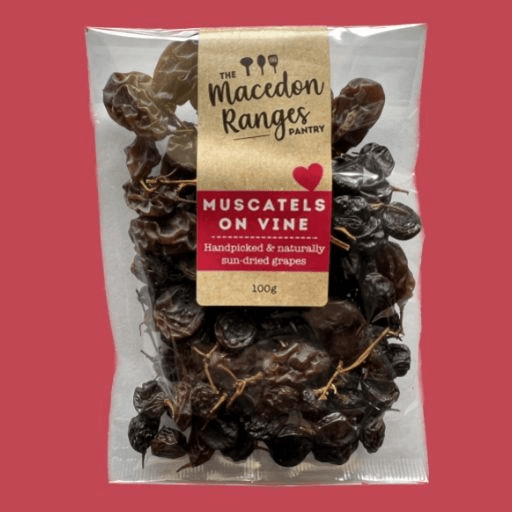Macedon Ranges Muscatel Grapes – Sweet dried grapes, perfect with sweet or savory dishes.